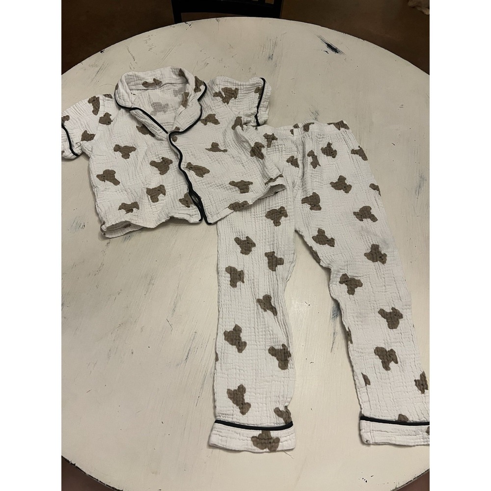 Unisex Kids Teddy bear Short Sleeve Pajamas Size 5/6